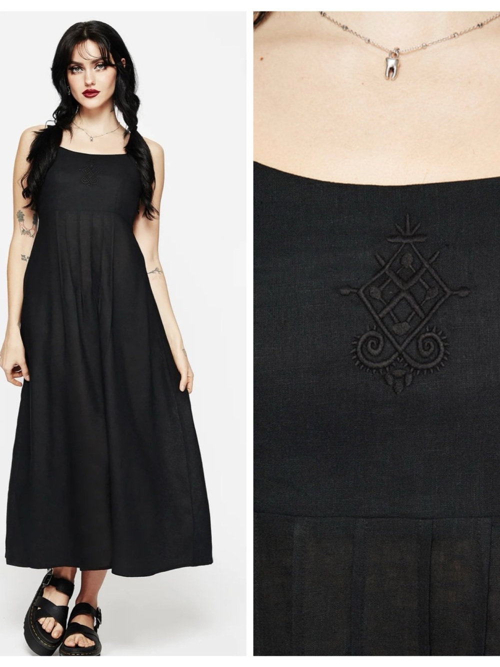 NWT Disturbia Merrymount Embroidered Midaxi Square Neck Dress Whimsy Goth US14